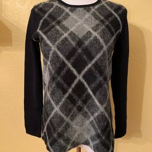Cozy black plaid sweater